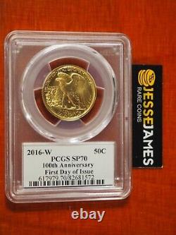 2016 W Walking Liberty Gold Half Dollar Pcgs Sp70 Mercanti First Day Of Issue
