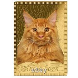 2022 Tokelau Maine Coon Cat $1 24K Gold Coin. 999 Colored Gold Coin Cat 1 Dollar