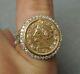 3Ct Lab Created Diamond 1851 Dollar Coin Vintage Ring 14K Yellow Gold Plated