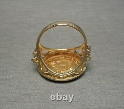 3Ct Lab Created Diamond 1851 Dollar Coin Vintage Ring 14K Yellow Gold Plated