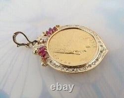 925 Silver 1915 US Ten Dollar Indian Head Coin Pendant In 14k Yellow Gold Plated