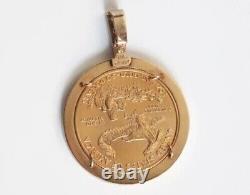 American Eagle Coin 2 Ct Real Moissanite Dollars Pendant 14k Yellow Gold Plated