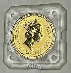 Australia 1 Ounce Gold Coin C 1993 -100 Dollars Queen Elizabeth Ii, Kangaroo Seal