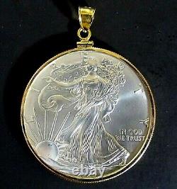 Coin Pendant 2020 1 oz Gem BU American Silver Eagle Dollar 14K Gold Filled Bezel