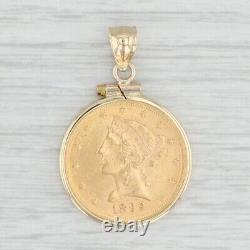Dollar Liberty Head Coin Shape Pendant With Free Chain 14k Yellow Gold Finish