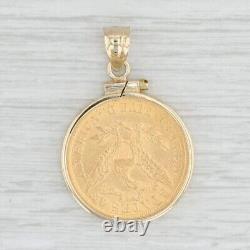 Dollar Liberty Head Coin Shape Pendant With Free Chain 14k Yellow Gold Plated