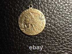 Genuine 1909 2 1/2 Indian dollar gold coin Engraved on the reverse See Photos