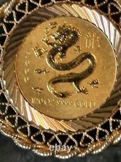 Gold Australia Elizabeth II 5 Dollar1/20 Oz 9999 Gold Coin 14kt Charm 2000