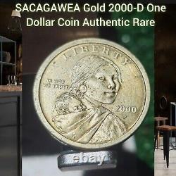 OFFICIAL SACAGAWEA Gold 2000-D One Dollar Coin Mint Authentic Circulated /Rare