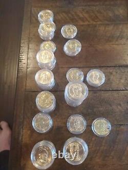 Presidents $1 Dollar Gold Toned Proof Collectible Coin lot of 64 ESTATE SALE