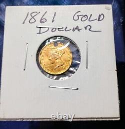 Rare 1861 United States Gold One Dollar $1 Coin Estate CIVIL War Lady Liberty