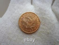 US 1880 $5 Gold 5 Dollars Coronet Head Half Eagle good grade