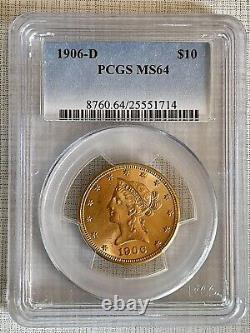 USA 1906-D Liberty Head 10 Dollars Gold PCGS MS64 Sku# 5124