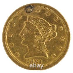 United States 1861 Series $2.50 Dollar Piece. 900 Fine Gold Coin Round